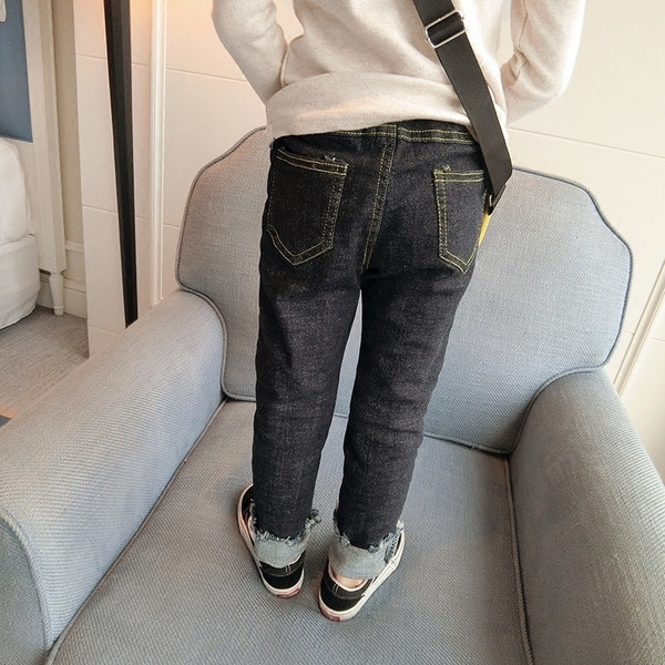 Детски дънки за момичета - slim, в тъмен цвят