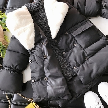 Дебело детско зимно яке за момичета в широк модел в черен цвят