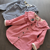 Спротно-елегантна карирана детска риза за момичета с мини апликация в червен и син цвят