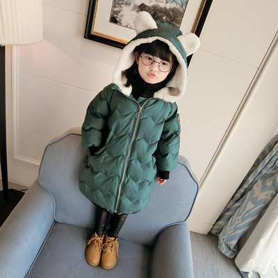 Дълго зимно яке за момичета с качулка - в два цвята