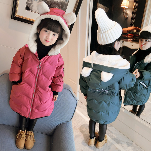 Дълго зимно яке за момичета с качулка - в два цвята 