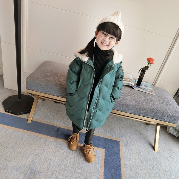 Дълго зимно яке за момичета с качулка - в два цвята 