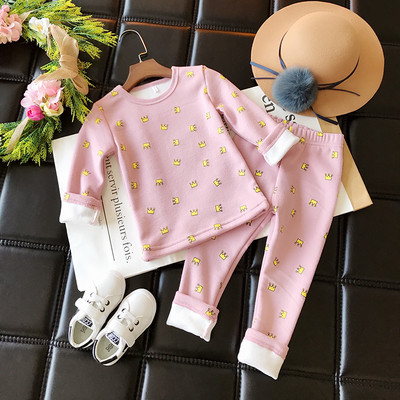 Детски есенно-зимен комплект за момичета от две части-блуза+клиинче,в четири цвята