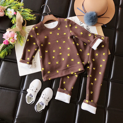 Детски есенно-зимен комплект за момичета от две части-блуза+клиинче,в четири цвята