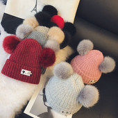 Стилна детска шапка за момичета и момчета с пухчета
