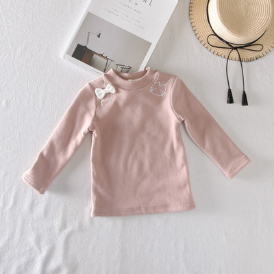 Ежедневна есено-зимна детска блуза за момичета с панделка в три цвята
