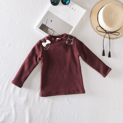 Ежедневна есено-зимна детска блуза за момичета с панделка в три цвята