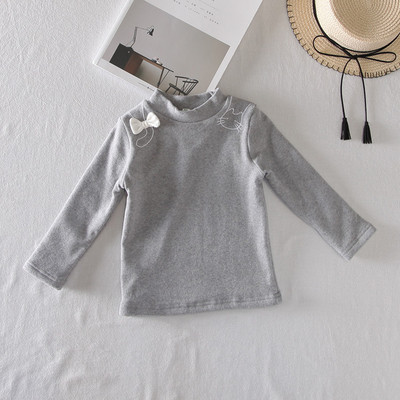 Ежедневна есено-зимна детска блуза за момичета с панделка в три цвята