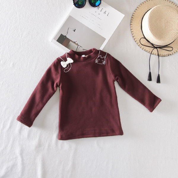 Ежедневна есено-зимна детска блуза за момичета с панделка в три цвята