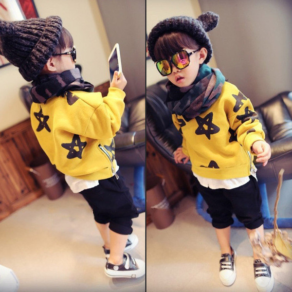 Ежедневен мек и топъл унисекс суичър с О-образна яка и декоративни странични ципове в жълт цвят