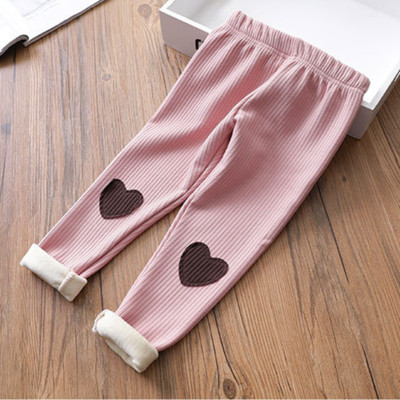 Ежедневен зимен детски клин за момичета с апликаии сърце в тъмно син,сив и бебешко розов цвят