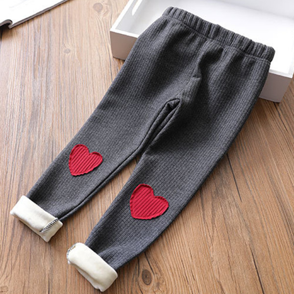 Ежедневен зимен детски клин за момичета с апликаии сърце в тъмно син,сив и бебешко розов цвят