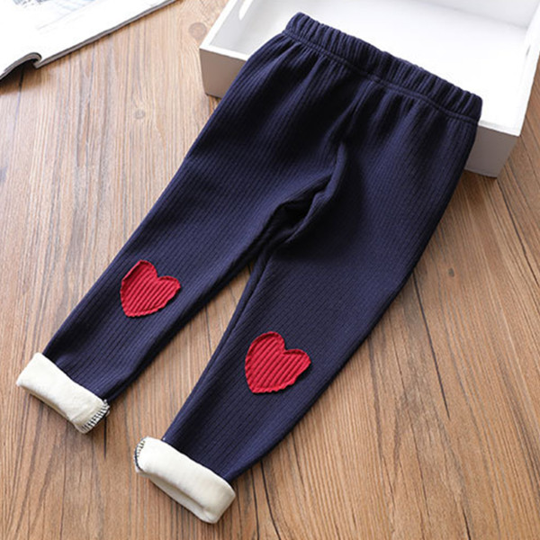 Ежедневен зимен детски клин за момичета с апликаии сърце в тъмно син,сив и бебешко розов цвят