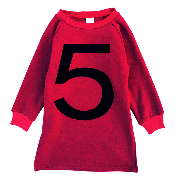 Спортно-ежедневна детска рокля за момичета с О-образна яка в сив и бордо цвят