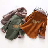 Детско зимно палто за момичета с джобове и апликация на гърба