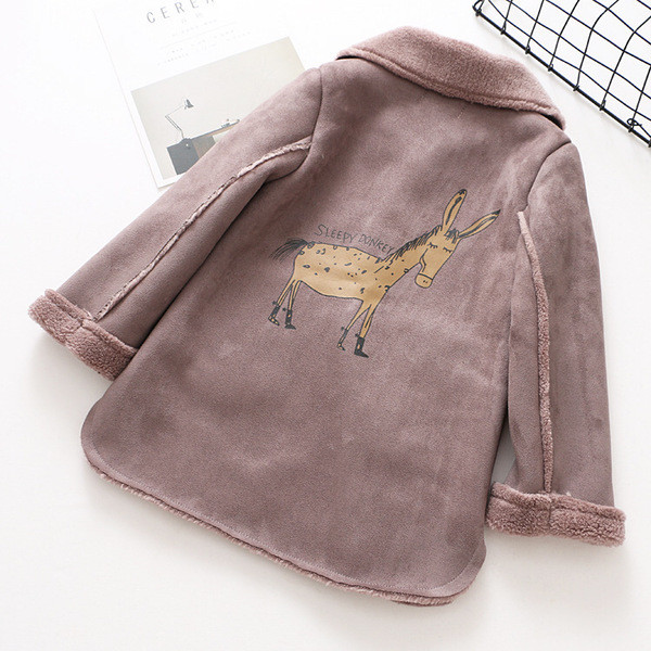 Детско зимно палто за момичета с джобове и апликация на гърба