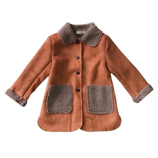 Детско зимно палто за момичета с джобове и апликация на гърба