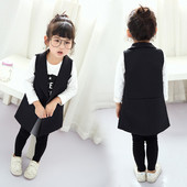 Стилно дълго елече за момичета в черен цвят