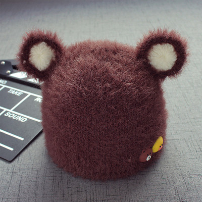 Пухена детска шапка - унисекс с ушички