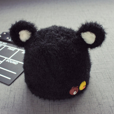 Пухена детска шапка - унисекс с ушички