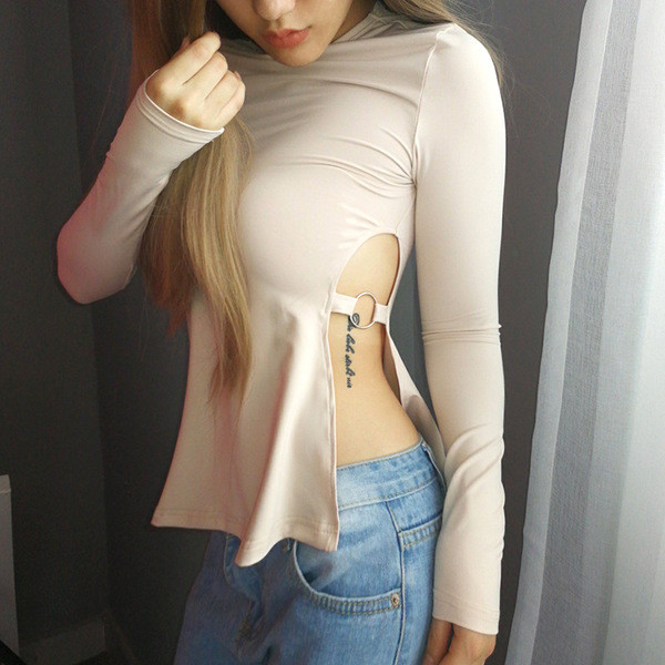 Модерен дамски блузон с цепка