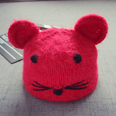 Плетена детска шапка за момичета и момчета с ушички