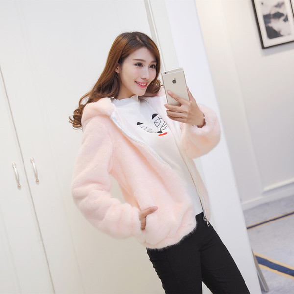 Спортно дамско кожухче с качулка в четири цвят