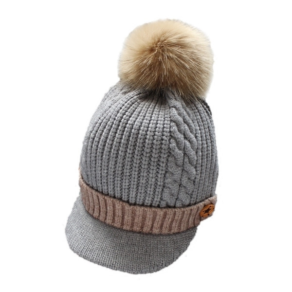 Ежедневна шапка за момичета и момчета с козирка и пухче