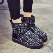 Casual ζεστές μπότες κυρίες με πούλιες σε μαύρο και ροζ