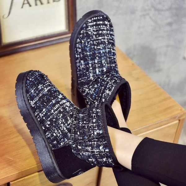 Casual ζεστές μπότες κυρίες με πούλιες σε μαύρο και ροζ