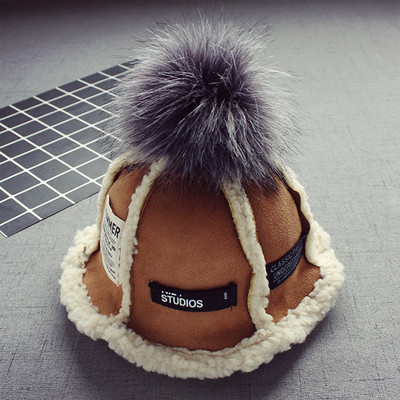 Детска подплатена шапка за момичета и момчета с пух