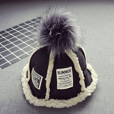 Детска подплатена шапка за момичета и момчета с пух