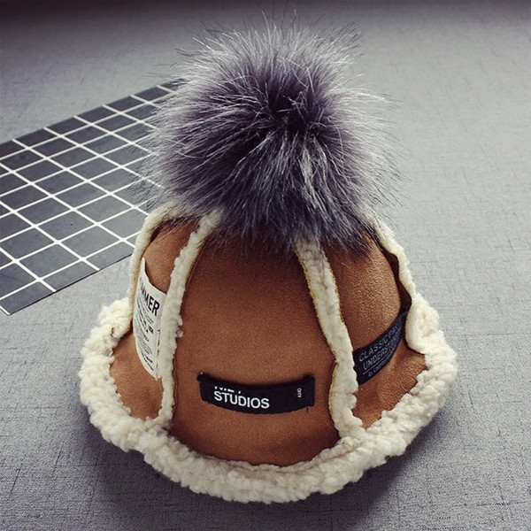 Детска подплатена шапка за момичета и момчета с пух