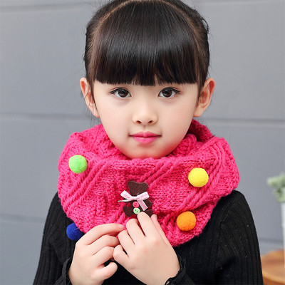 Меко зимно шалче за момичета с пухени топчета и 3D декорации в различни цветове