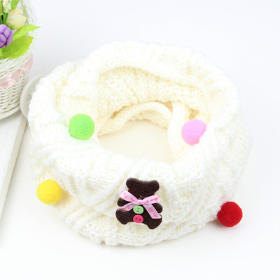 Меко зимно шалче за момичета с пухени топчета и 3D декорации в различни цветове