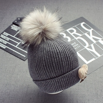 Κομψό καπέλο χειμώνα - unisex, με κάτω και 3D διακόσμηση