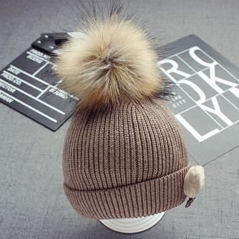 Κομψό καπέλο χειμώνα - unisex, με κάτω και 3D διακόσμηση