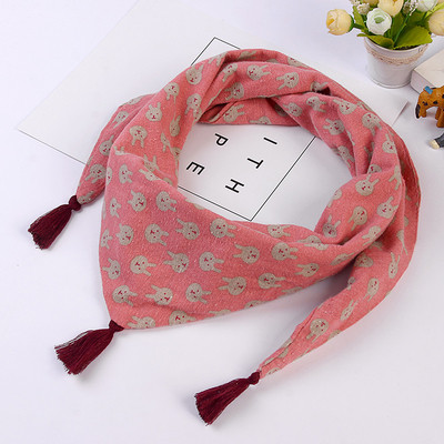 Детски триъгълен шал с принт в различни цветове