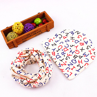 Детски зимен комплект с принт - шал + шапка в много цветове