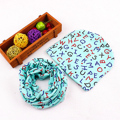 Детски зимен комплект с принт - шал + шапка в много цветове