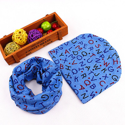 Детски зимен комплект с принт - шал + шапка в много цветове