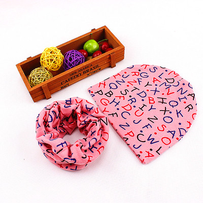 Детски зимен комплект с принт - шал + шапка в много цветове