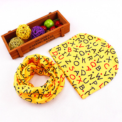 Детски зимен комплект с принт - шал + шапка в много цветове