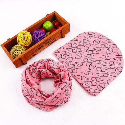 Детски зимен комплект с принт - шал + шапка в много цветове