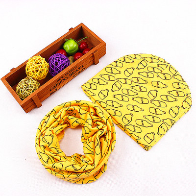 Детски зимен комплект с принт - шал + шапка в много цветове