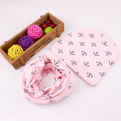 Детски зимен комплект с принт - шал + шапка в много цветове