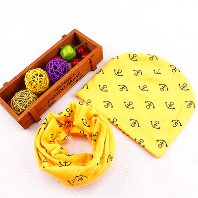 Детски зимен комплект с принт - шал + шапка в много цветове