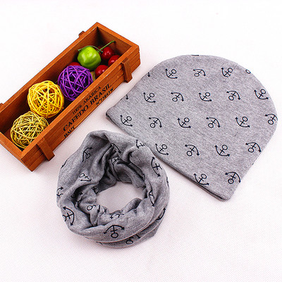 Детски зимен комплект с принт - шал + шапка в много цветове