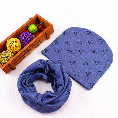 Детски зимен комплект с принт - шал + шапка в много цветове