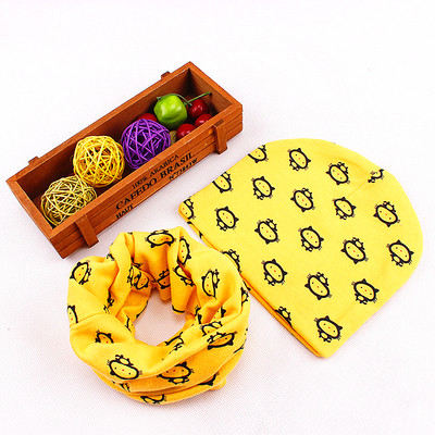 Детски зимен комплект с принт - шал + шапка в много цветове